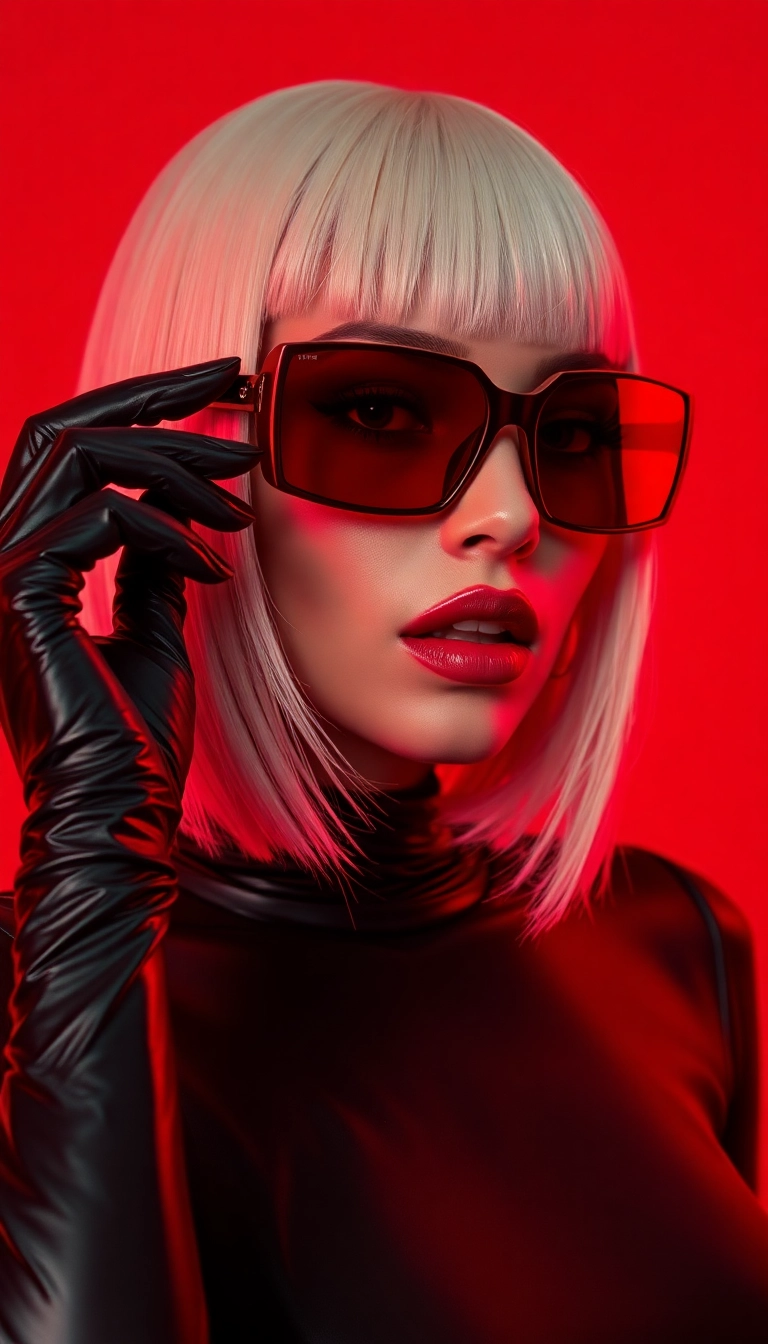iPhone Refreshing AI Y2K Woman Fashion Model in Black and Red Well-Lit Wallpaper